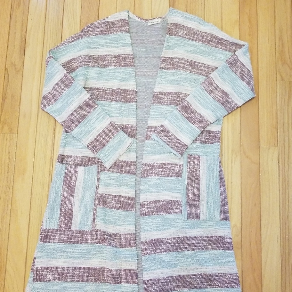 Lightweight knit striped cardigan